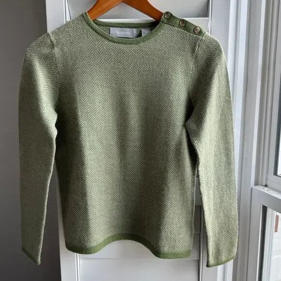 LIZ CLAIBORNE Sweater Womens PM Green 100% Merino Wool Breathable Natural Fiber - Picture 9 of 11
